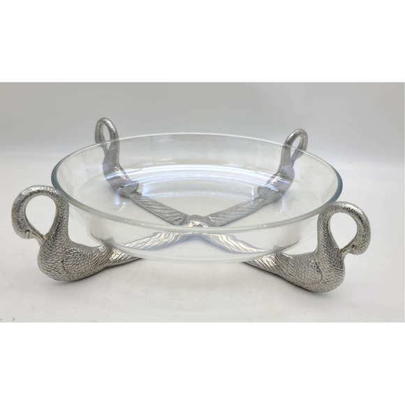 Arthur Court Other - Arthur Court Swan Base Holder Stand w/Arcuisine France Oval Glass Casserole Dish